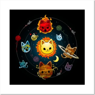 Cat Solar System Posters and Art